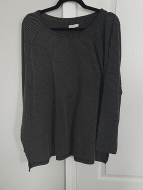 Women's Ribbed Crewneck Sweater - Charcoal Gray